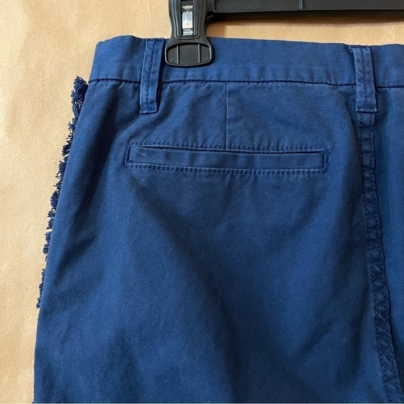Tory Burch | Fringe Trim Side Stripe Cropped Chino Pants Navy Sea Size 27 - Picture 11 of 15